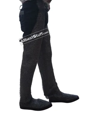 Flat Ring Integrated Leather Shoe Chainmail Chausses